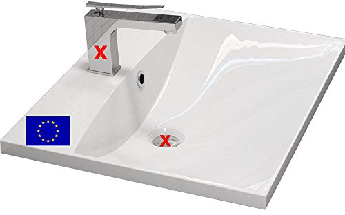 alavabo Einbau-Waschbecken 60x46cm eckig | 60cm Einbauwaschtisch, hochwertiges Mineralguss Made IN EU