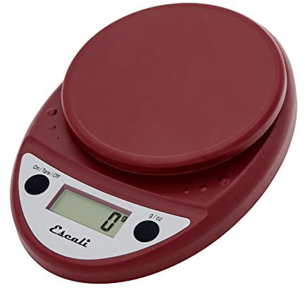 Escali P115WR Primo Küchenwaage Digital - Küchenwaage - Waage Küche - Backen - Portionskontrolle - Hobbys - Kräuterwaage Haushaltswaage - 5 kg - Warmes Rot - 22 x 15 x 4 cm