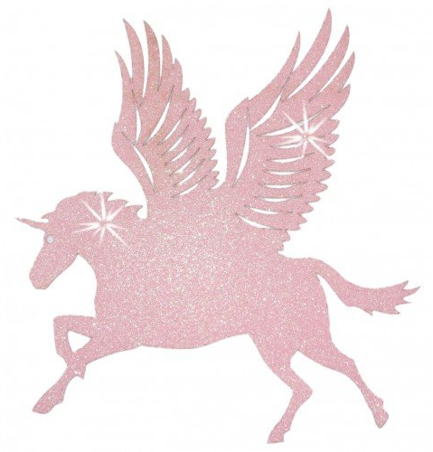 Fabric Glitter Large Unicorn Wing Horse Baby Pink Iron-On DIY Bling Tshirt Transfer Patch