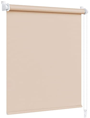 Victoria M. Klemmfix Verdunkelungsrollo ohne Bohren Rollo Seitenzugrollo Verdunkelung für Fenster und Türen, 65 x 150 cm, Beige