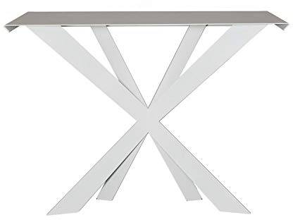 Arti & Mestieri Exsodus Zeus - Consolle da Ingresso in Stile Moderno di Design 100% Made in Italy - in Ferro, 110 x 35 x 78 - Bianco Neve