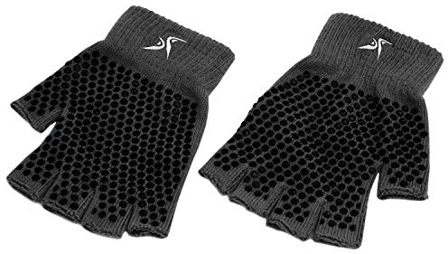 ProsourceFit Grippy Yoga Gloves, Hand Grips with Firm Fingerless Design, One Size Fits All for Women and Men, Black