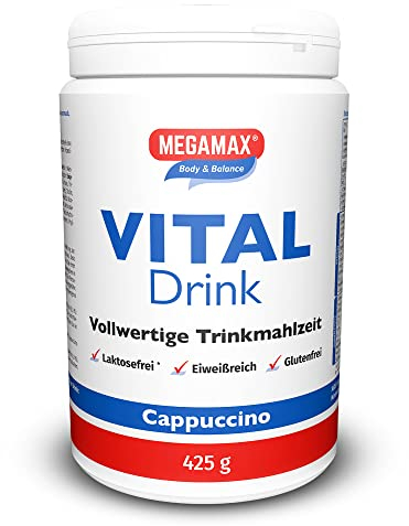Megamax Nutrition Mahlzeitenersatz Shake zum Abnehmen Cappuccino 425g - laktosefrei - Diät-Drink mit Proteinen - Shake zum Abnehmen - Vital-Drink - Proteinreiches Shakes als Trinkmalzeit