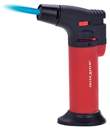 SILVER MATCH - Linterna de gas de diseño, llama ajustable - Perfecta para cocinar: crema brulée, parrillas, barbacoa, estufa de camping, helado...