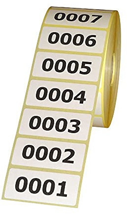 2.000 Etiketten/Aufkleber auf Rolle - fortlaufend nummeriert - 56 x 25 mm