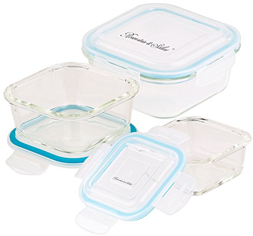 Rosenstein & Söhne Glasdosen: 5in1-Glas-Frischhaltedosen-Set, 6-tlg., Clip-Deckel, -40 bis +400 C° (Glasbehälter mit Deckel, Glasbehälter mit luftdicht, Kühlschrank)