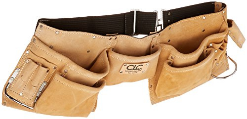 Custom LeathercraftI427X Heavy Duty Contractor-Grade Suede Leather Work Apron, 2 Steel Hammer Loops, 12 Pockets, Tan , Brown
