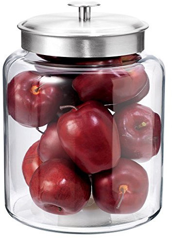 Anchor Hocking Montana Aluminium Storage Jar Glass, White, 21 x 21 x 28 cm