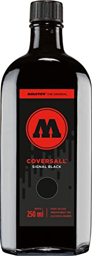 Molotow Coversall Cocktail Refill (Nachfülltinte 250 ml, Spezialtinte mit synthetischem Bitumen, hochdeckend, schnell trocknend, glänzend) signalschwarz