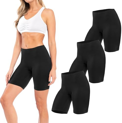 Sexy Basics Womens 3 Pack Sheer & Sexy Cotton Spandex Boyshort Yoga Bike Shorts (3X-LARGE / 10, 3 Pack - BLACK)