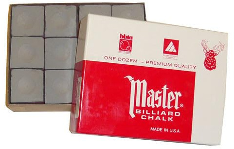 Master - original USA biljardkritor, 12 stycken i en kartong (blå/grön/röd/grå) - grå