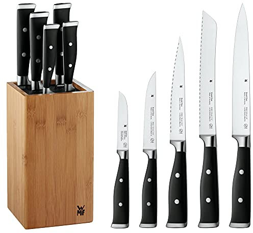 WMF 1891749992 Grand Class Performance Cut - Juego de Cuchillos de Cocina con Bloque Organizador (6 Piezas)