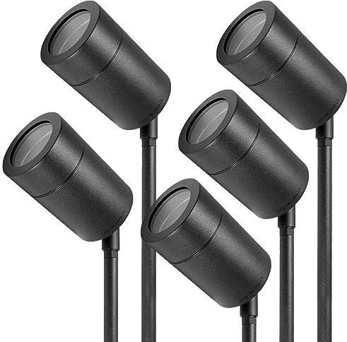 Long Life Lamp Company 5 x Outdoor Garden Spike Spot Light GU10 IP54 Black