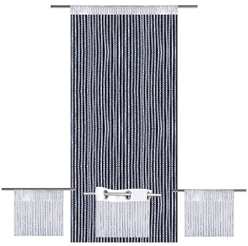 Cortina de hilos con aspecto de lúrex, poliéster, Stangendurchzug, 140 x 250 cm