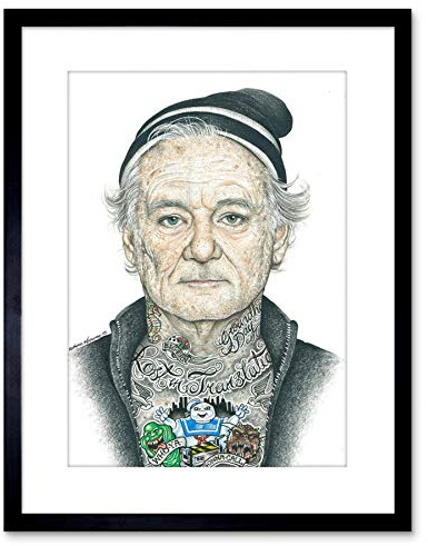 BILL MURRAY GANGSTER INKED IKON FRAMED ART PRINT BY W.MAGUIRE F97X12459