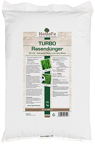 HaGaFe TURBO Rasendünger 20% N (Stickstoff) Dünger Spezialdünger Mit Sofort Und Langzeitwirkung, 15kg (1x15kg)