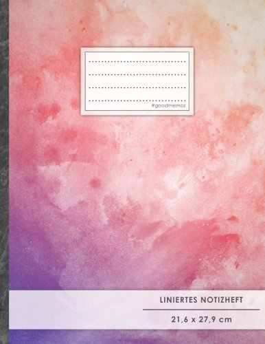 Liniertes Notizbuch • A4-Format, 100+ Seiten, Soft Cover, Register, Mit Rand, „Aquarell“ • Original #GoodMemos Lined Notebook • Perfekt als Schreibheft, Notizheft, Deutschheft, Lineatur 27