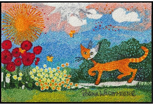 Salonloewe Rosina Wachtmeister Fußmatte Daisies 50x75 cm eingangs-Matte Katzen bunt Landschaft Fussabtreter waschbar