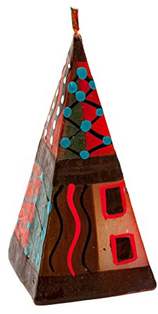 Kapula Bougie pyramide africaine du Sud Commerce équitable motif Odyssey peint à la main Mèche unique 5 x 11 cm