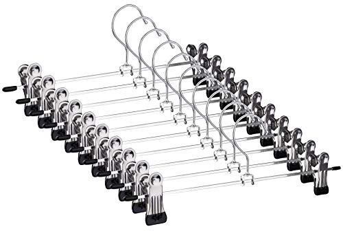 Hosenbügel Kleiderbügel Anti-Rutsch Hosenbügel aus Metall mit Einstellbare Metallklammern Multifunktions Hosenständer für Hosen Socken Röcke 28.5 cm (Packung mit 10 Stück)