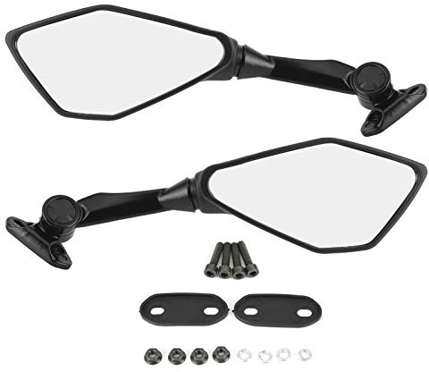 Motorcycle Mirrors,1Pair Rotatable Motorbike Mirrors - Pentagonal ABS Plastic Shell Motorcycle Bar End Mirrors With Mounting Accessory for CBR900 CBR919 CBR929 CBR954（Black)