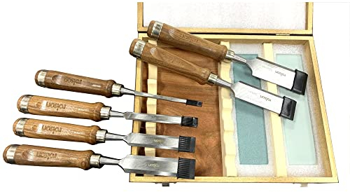 Rolson 56150 Holzmeißel und Stein-Set im Walnuss-Griff, 6-teilig