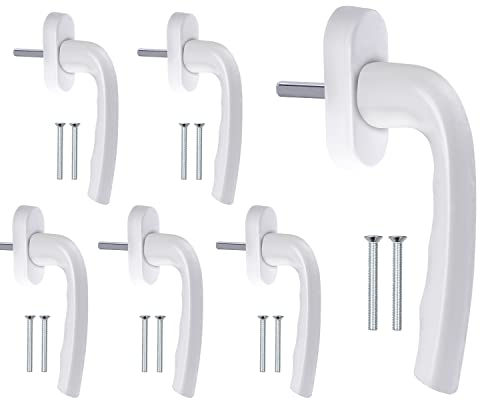 STAHLIA Fenstergriffe weiß 6 Stück Aluminium Terassentürgriff außen Fenstergriff Balkontürgriff Griff für Fenster, Tür, Balkontür, Fensterbeschläge mit Fensterolive Oval-Rosette Rasterolive