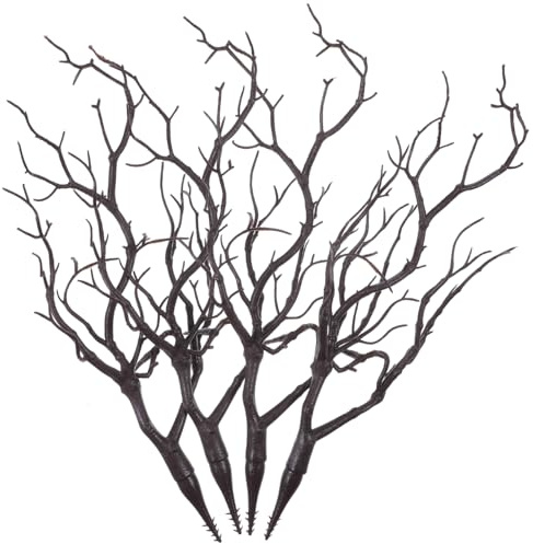 VICASKY Twigs For Vases 4pcs Tree Branches Decoration Branch Fake Artificial Birch Vase Twig Antler Faux Antlers Dried Art Witch Decorative Plant Plastic Dry Wedding Christmas Party Supplies