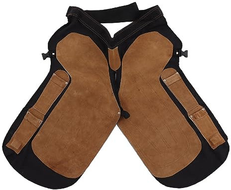Pyhodi Ghetta da Maniscalco Professionale in Pelle con Cintura Regolabile e Cinghie sulle Ginocchia, Tasca per 4 Coltelli, Grembiule da Maniscalco in Pelle con Gancio Extra per Riporre