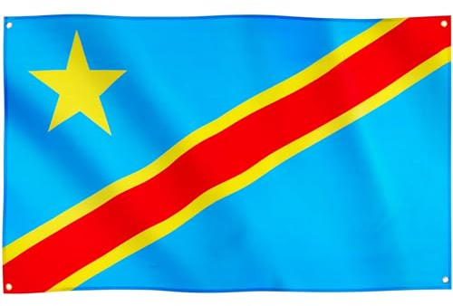 Runesol Bandera República del Congo, 91x152cm, 3ft x 5ft, 4 Ojales, Ojal en Cada Esquina, Banderas DR Congo, Congo-Brazzaville, Bandera Premium, Interior, Exterior, Día de los Mártires
