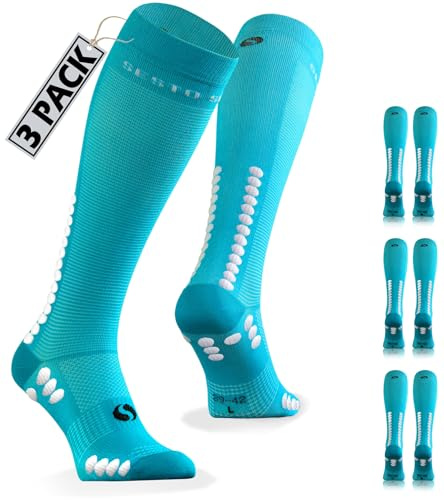 sesto senso 3 Paar Kompressionsstrümpfe Sport Bunte Hohe Sportsocken Wadensocken Laufsocken
