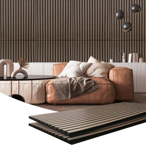 SK Studio Akustikpaneele Holz 1 Stück Schallabsorber Holzpaneele Wand in verschiedenen Wandverkleidung für Wohnzimmer, Home Büros & Studio, Walnuss, 120 x 60 cm