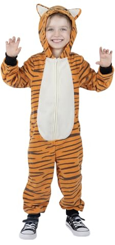 Sincere Party Tiger Onesie nyhet tiger jumpuit med broderi ansikte djurkostym för barn medium (6–8)