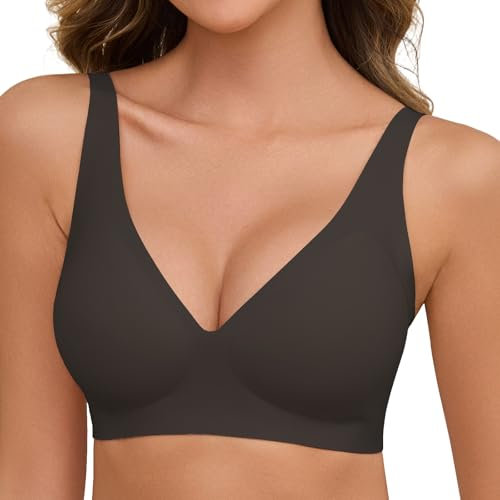 Nadeer Wireless Women's Zero Feel Bralette Seamless Deep V Push Up T Shirt Bra With Extender