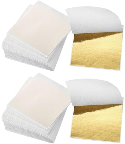 VONJUMA 100 Hojas Pan De Oro Manualidades Pan De Oro De Imitación Para Artes Lámina Para Dorade Para Artesanía De Dorado Proyectos De Artes Decoración De Muebles 14×13.5Cm Oro