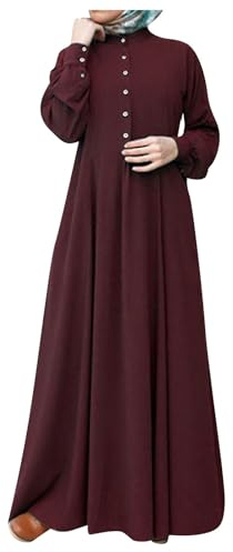 Ansenesna Gebetskleidung Für Frauen Gebetskleid Damen Ohne Kopftuch Hijab Kleid Lang Muslimische Kleider Frauen Langarm Locker Abaya Muslim mit Knopfleiste Islamische Kleider
