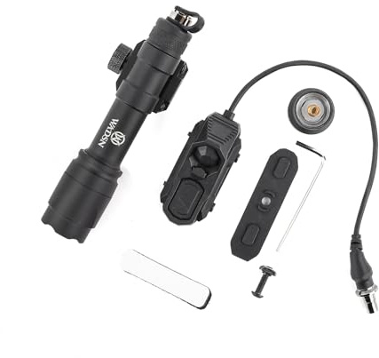 GLECTICAL GT-600c Tactical Flashlight, 600 Lumen Tactical LED Torch | With pressure pad and tail push button triple switch, for 20mm picatinny rail, Lightweight,black