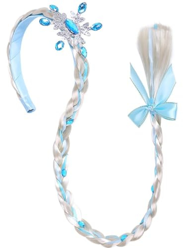 Princess Wig, Princess Headband, Blue Ponytail Headband with Hair Clips, Perfect for Kids and Toddlers Dress-Up, Braided Wigs for Parties and Themed Events
