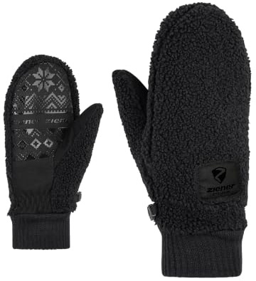 Ziener Damen ISHERPA-Z Freizeithandschuh | Teddyfleece, Strickbündchen, Black, M