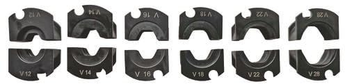 SOMATHERM FOR YOU - Lot de Mâchoires Profil V - Ø12-14-16-18-22-28 mm - Compatible avec Pince à Sertir - Noir - Pour Raccords Cuivre et Pince Radial