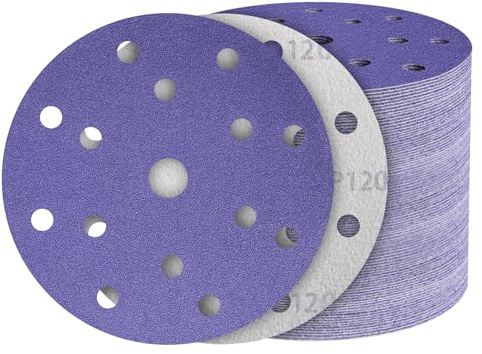 50 Piezas Discos para lijas 150mm, lija circular con 15 Agujeros 60/80/120/180 400 granos para 5 Pulgadas Lijadora Excéntrica y Lijadora Orbita, automóviles, metal, acero inoxidable