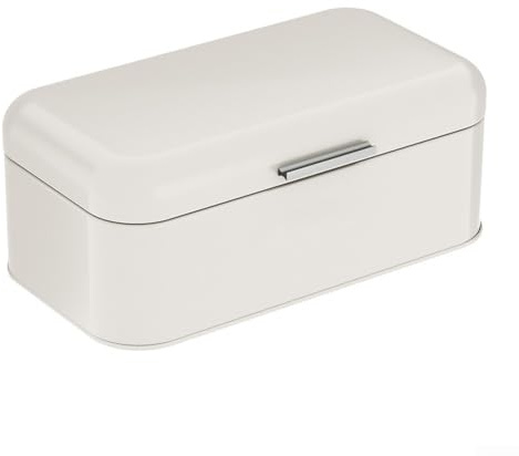 Scatola portaoggetti in metallo a forma di pane per la casa, grande capacità, organizer da cucina dal design elegante, 30 x 18 x 15,5 cm, bianco latte
