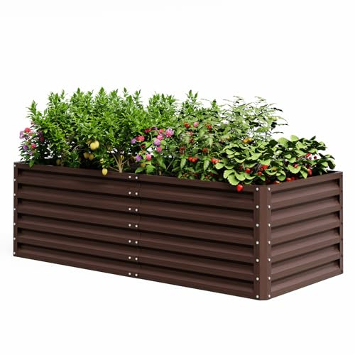 UDPATIO Orto Rialzato da Esterno, 180 x 90 x 60 cm Letto da Giardino Rialzato 970L, Aiuola Rialzata in Metallo, Orto Rialzato in Acciaio Zincato per Giardino Esterno, per Piante, Fiori, Rosso