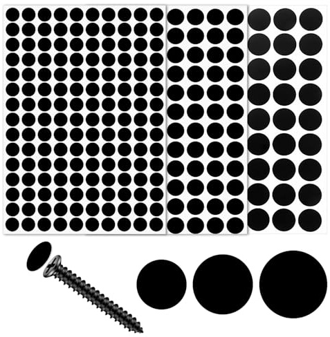 290PCS Black Screw Caps,Self Adhesive Black Screw Covers,12mm 15mm 21mmBlack Screw Cover Stickers,ScrewCaps Stickers for Furniture and Wall