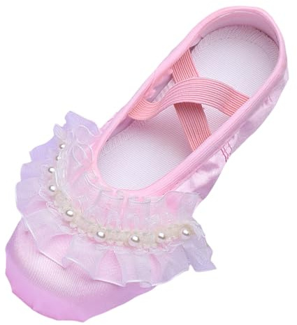 Ballet Shoes for Girls Ballet Gymnastics Shoes Kids Lightweight Comfortable Non-Slip Ballerina Dance Flats Slippers for Girls Glitter Princess Slippers Dancing Performance (12 Little Child)