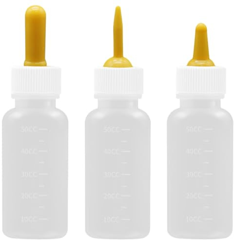 COHEALI Kit de 3 Biberones Pequeños para Mascotas Tetinas de Silicona y Tapas, Botellas de Leche para Cachorros y Gatitos Ideales para Uso Doméstico y Alimentación Controlada