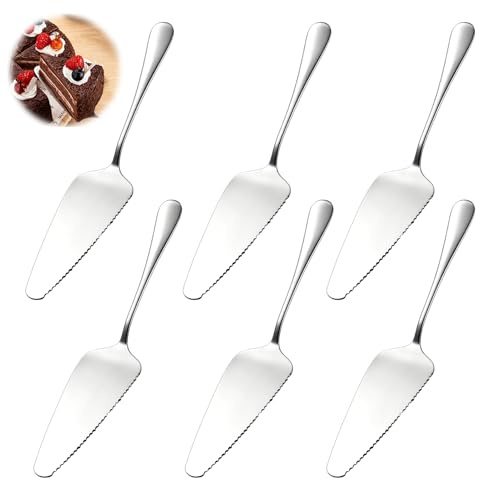 6PCS pala para tarta y servidor de pasteles de acero inoxidable, set con cuchillo de sierra y espátula para tartas, mango ergonómico, resistente a la corrosión, para postres, cocina, fiestas y restaur