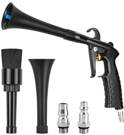 Komprimerad luftpistol, bilrengöringspistol 6-9,2 bar, bilrengöringspistol, tryckluftsfläkt med 2 bussar, för bilinteriörer och heltäckningsmattor