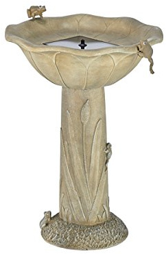 Smart Solar 20633R01 Acadia Solar Birdbath, Medium, Olive Green