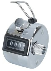 COSCO Metal Handheld Tally Counter, 4-Digit Number Count, Pitch Counter for Coaching, School, Office, Silver (065118)